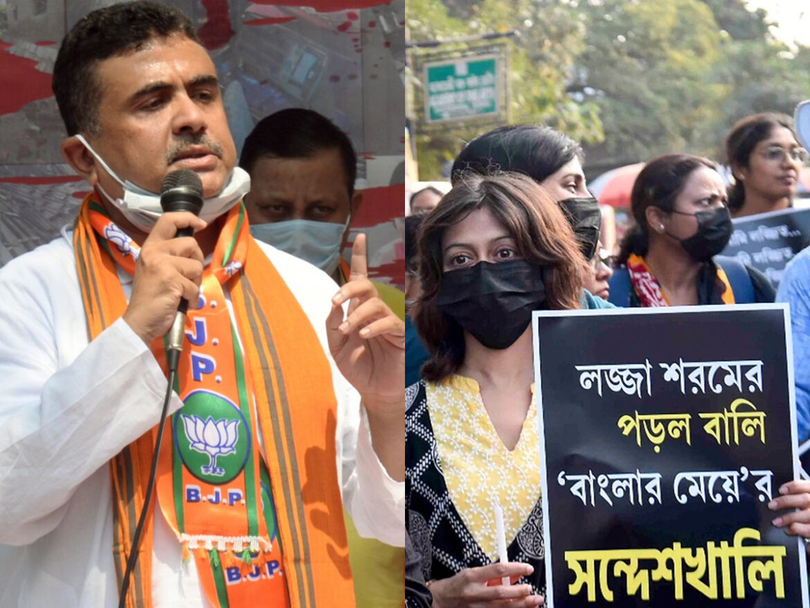 संदेशखालि पहुंचे बीजेपी नेता शुभेंदु, पीड़ितों से की मुलाकात