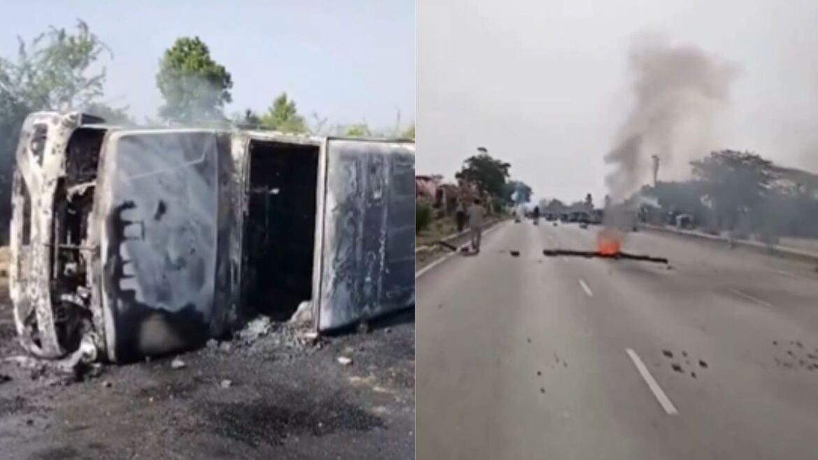 death of youth road accident people protested set DSP car on fire