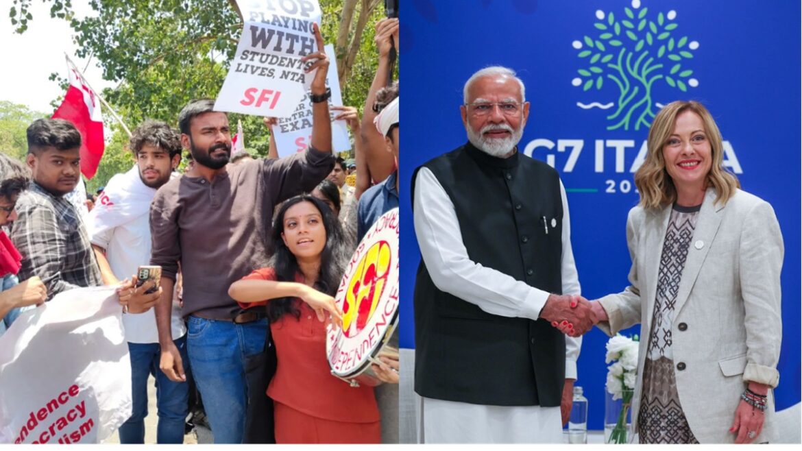students protest against rigging NEET exam modi meloni moments big news day