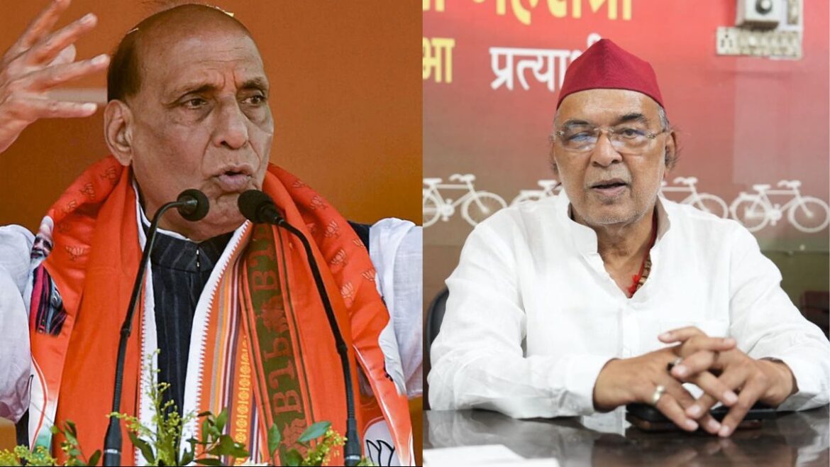 rajnath singh hoists flag lucknow nearest ravidas mehrotra thousands votes