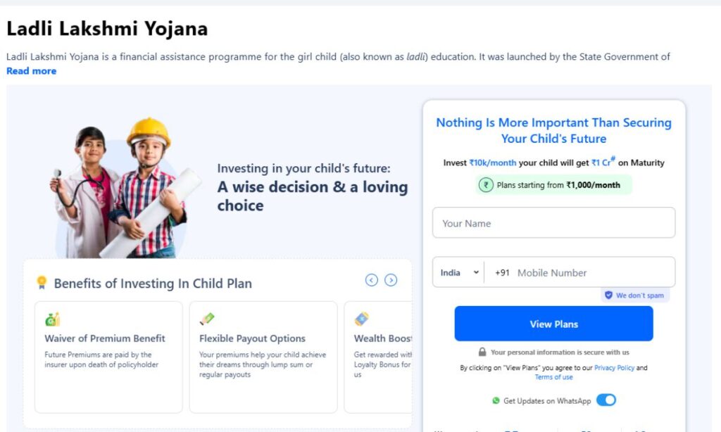 https://www.policybazaar.com/child-plans/articles/ladli-lakshmi-yojana/ - Live Times