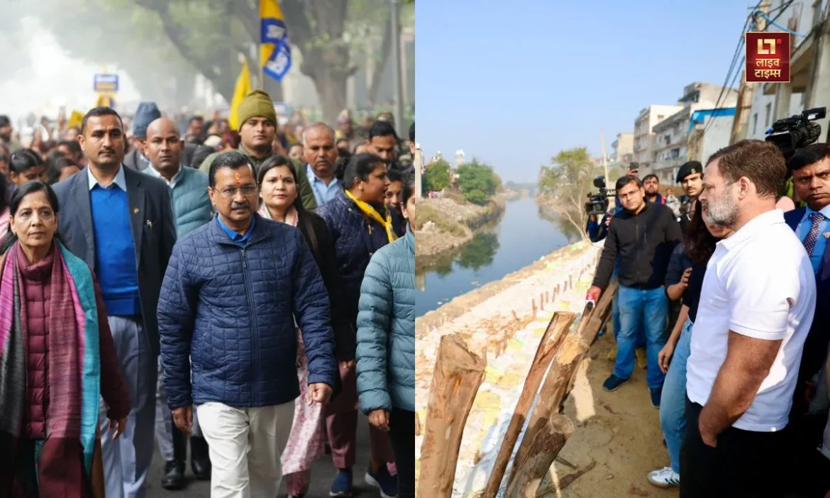 AAP,AAP guarantees,AAP manifesto,AAP Strategy,Arvind Kejriwal,BJP,BJP guarantees,BJP Manifesto,BJP Strategy,Congress,Congress guarantees,Congress Manifesto,Congress Strategy,Delhi,delhi election,Delhi election 2025,Delhi Politics,Election 2025,Political heat,Politics, Arvind Kejriwal, Rahul Gandhi,