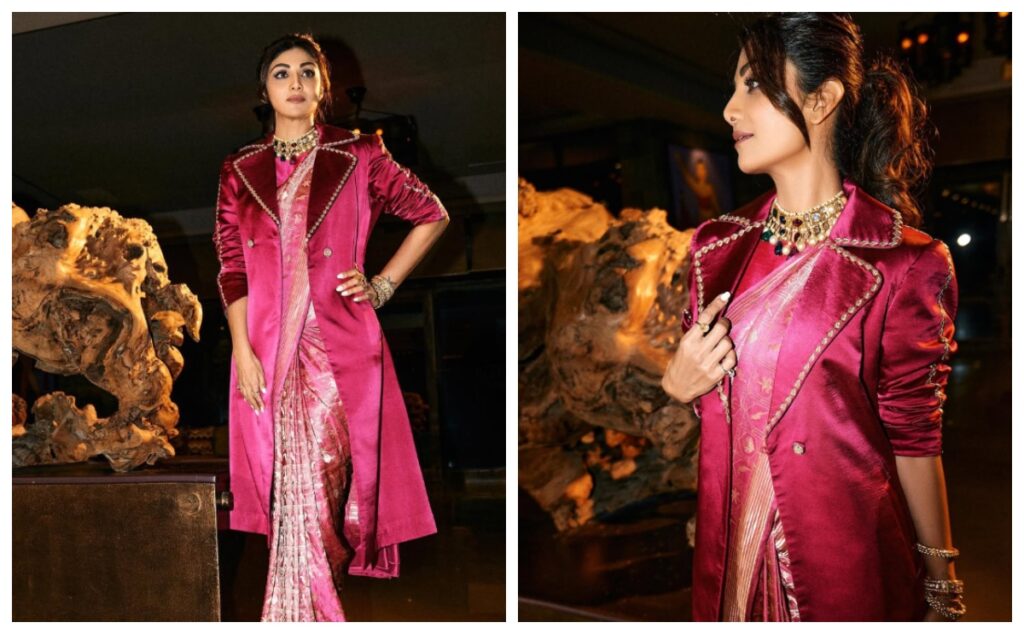 Shilpa Shetty in saree with coat - Live Times