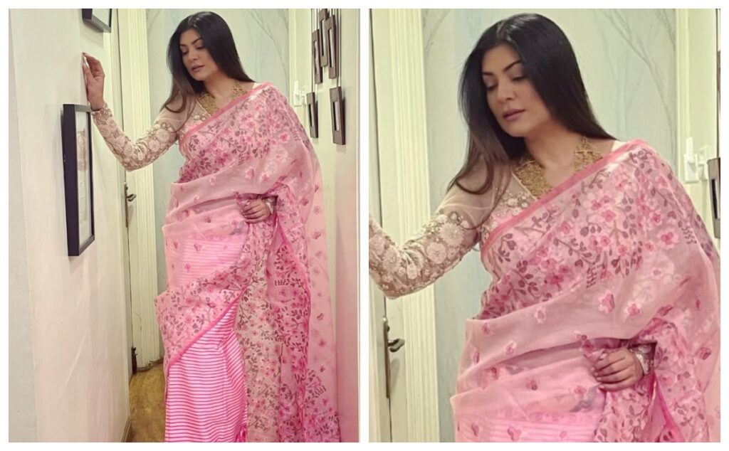 sushmita sen pink saree - Live Times