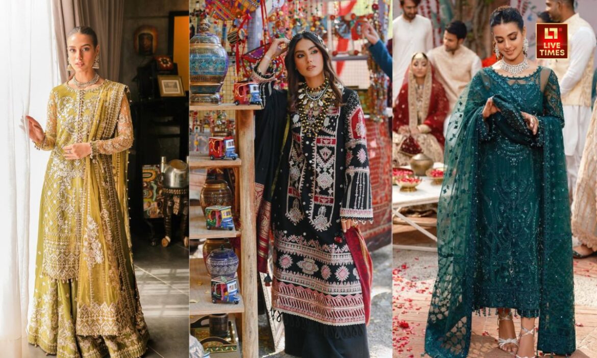 Pakistani Suits For Wedding Functions: पाकिस्तानी सूट भारत में भी काफी ट्रेंड करते हैं. अगर आप भी इनकी शौकीन हैं तो हम आपके लिए कुछ लेटेस्ट डिजाइन के पाकिस्तानी सूट्स का कलेक्शन लेकर आए हैं.