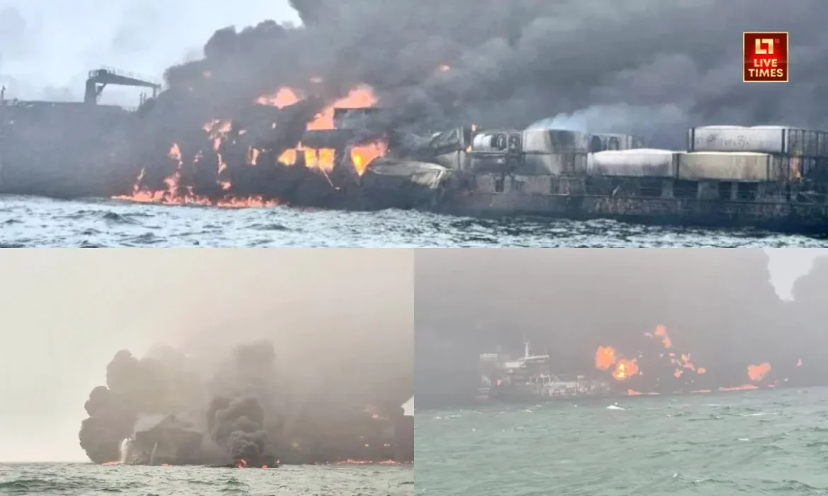 Cargo, Oil Tanker, UK coast, fire, vessel collides,
