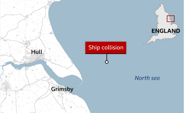 Cargo, Oil Tanker, UK coast, fire, vessel collides,