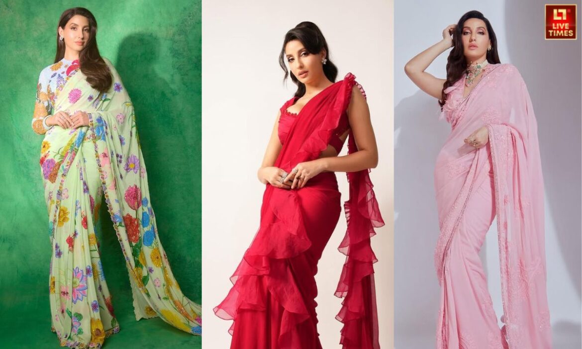 nora fatehi light weight saree for summer