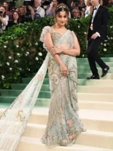 Wear designer blouses like Alia Bhatt with heavy sarees