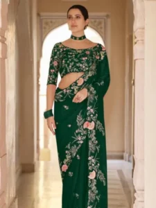 look beautiful summers organza saree embroidery