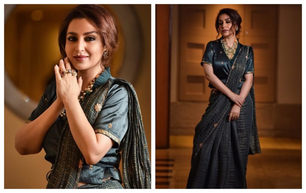 Bollywood celebrities in grey shade saree