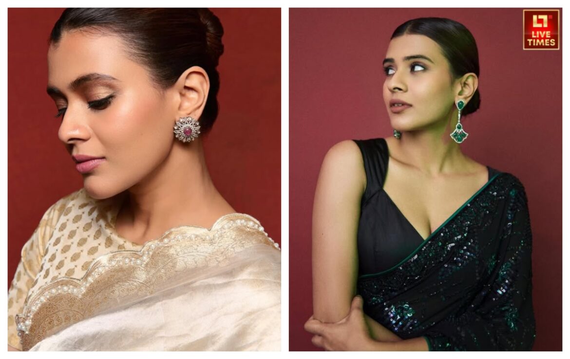 मॉर्डन साड़ियों के साथ खूब जचेंगे Hebah Patel के स्टेटमेंट इयररिंग, आप भी करके देखें ट्राई