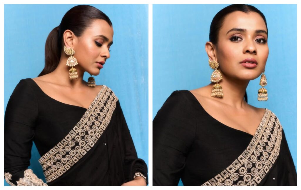 Chand Jhumka earrings to pair with saree