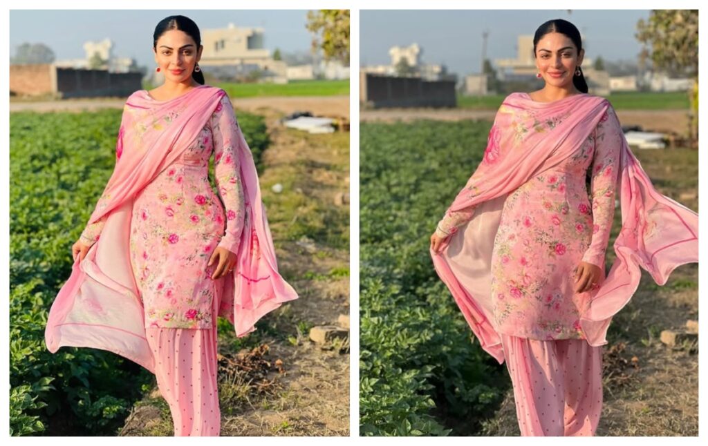 Neeru Bajwa in pink salwar suit