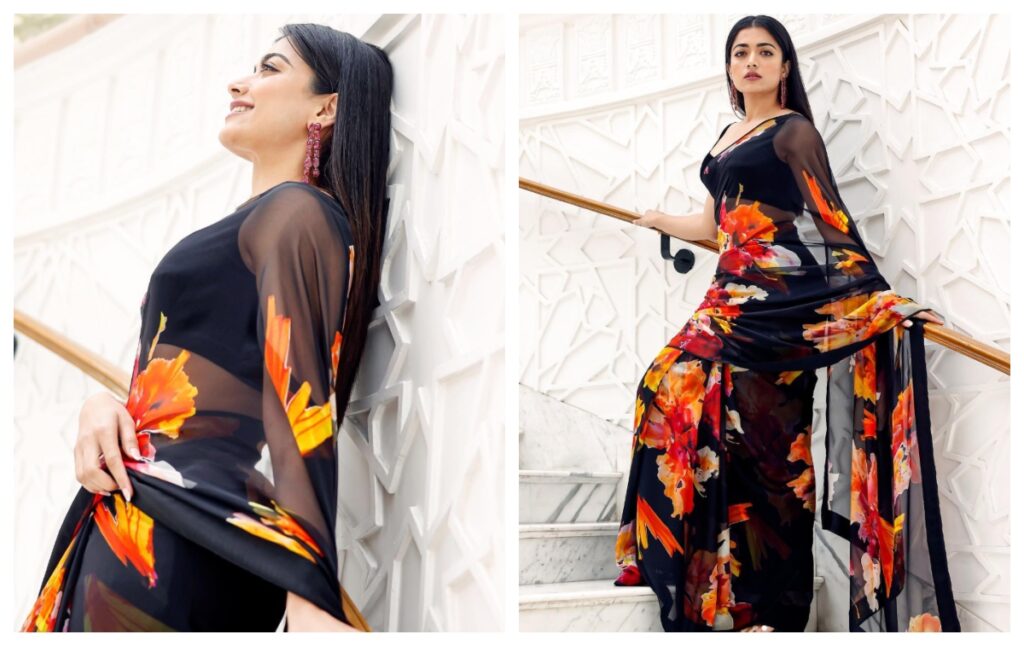 Rashmika Mandanna in black saree