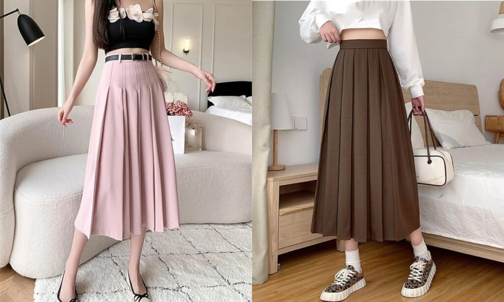 Knife pleats skirt