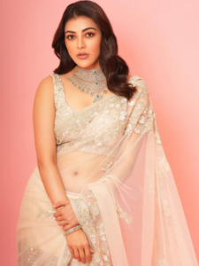 Kajal Aggarwal saree blouse look different party wear
