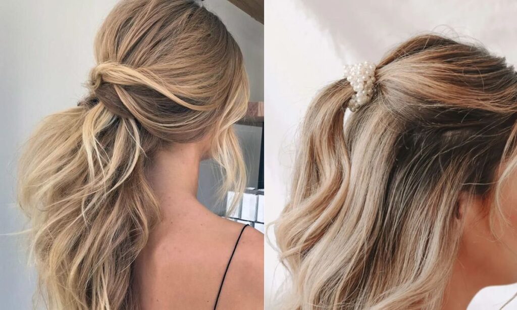 Half up, half down hairstyle