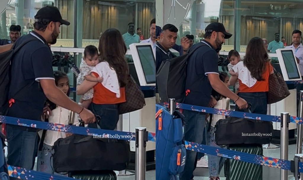 The whole family was seen at the airport