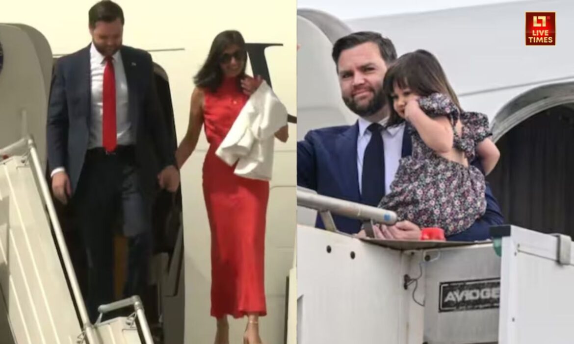 JD Vance Visit India : अमेरिका के उपराष्ट्रपति जेडी वेंस अपने पूरे परिवार के साथ भारत की चार दिवसीय यात्रा पर दिल्ली पहुंच गए हैं. इस दौरान उनका स्वागत केंद्रीय मंत्री अश्विनी वैष्णव ने किया.