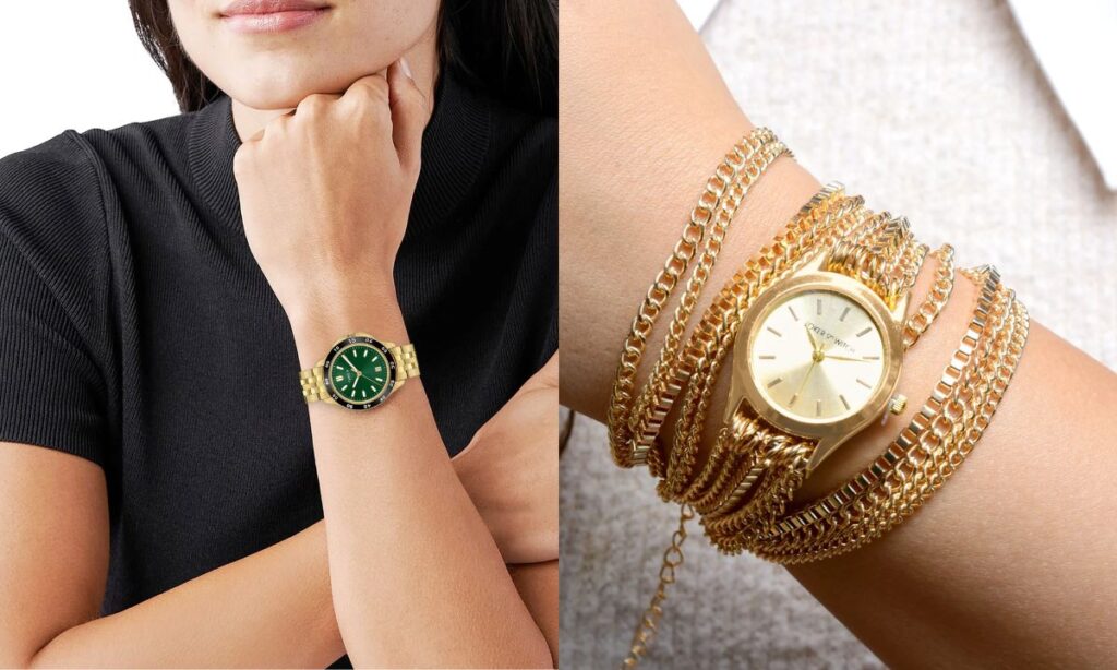 Gold color watches for women