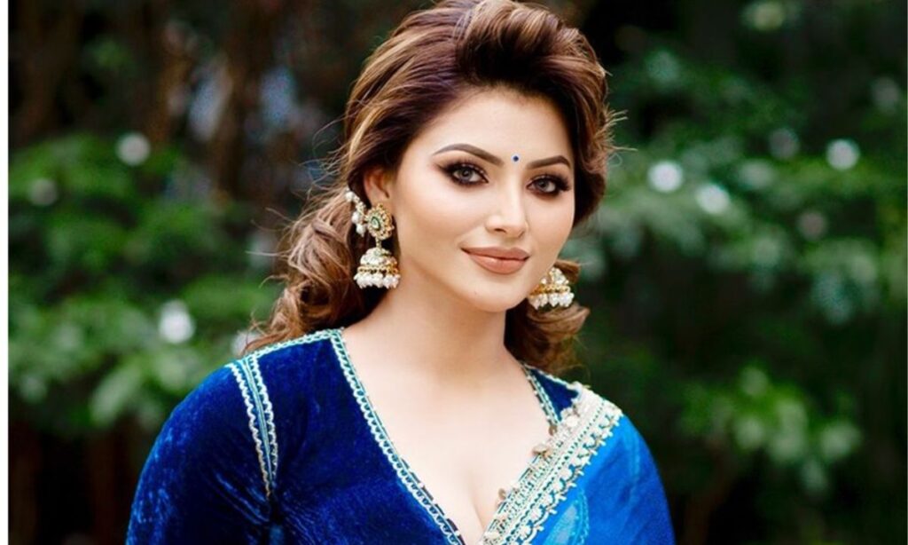 Urvashi Rautela in royal blue saree