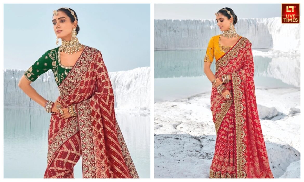 अपनी बांधनी साड़ियों के साथ पहने कंट्रास्ट ब्लाउज, देखें मार्केट में ट्रेंड करने वाले टॉप 8 डिज़ाइन