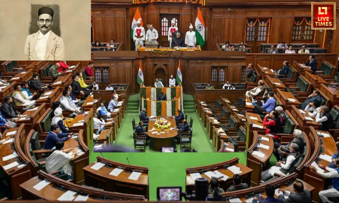 दिल्ली विधानसभा में वीर सावरकर, दयानंद सरस्वती और मदन मोहन मालवीय की तस्वीरें लगाए जाने पर बवाल मचने का अनुमान लगाया जा रहा है.