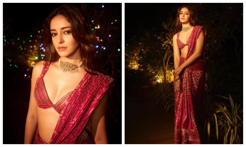 Ananya Panday in pink saree