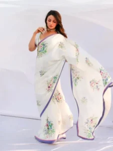 Floral print sarees with actresses