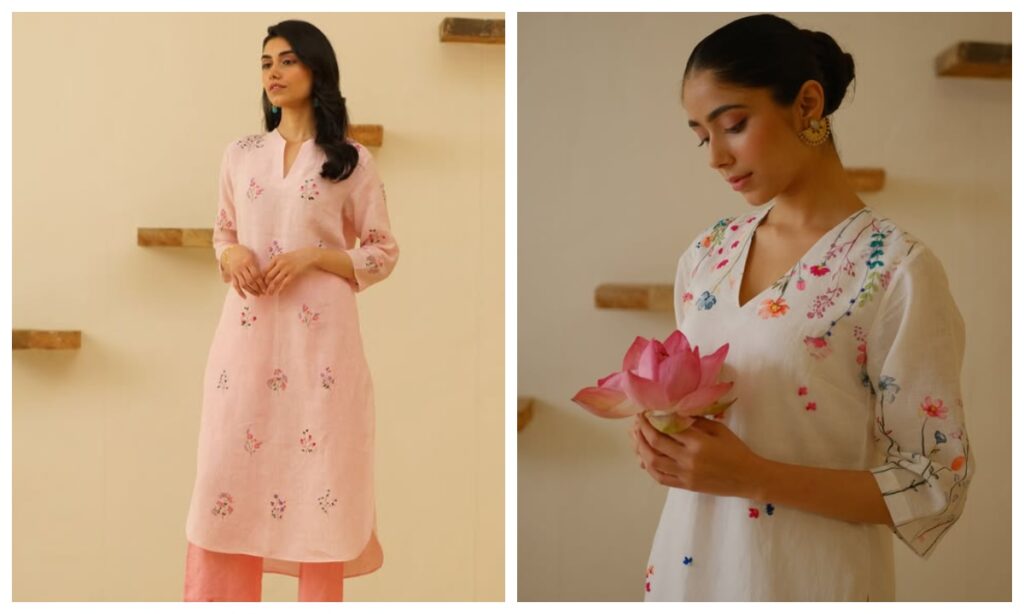 Embroidered kurta set for women party wear