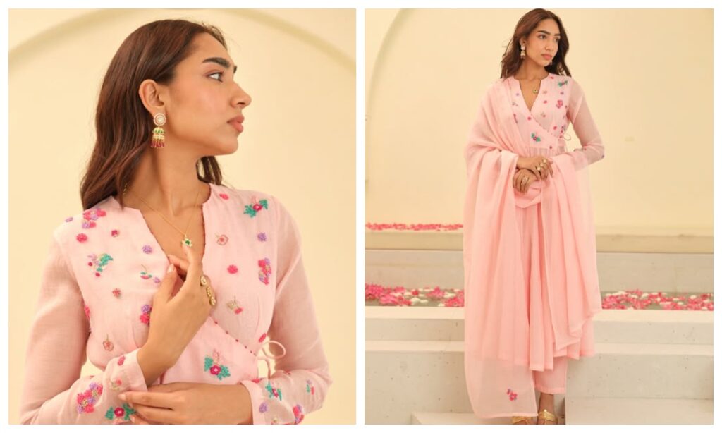 Angrakha kurta set with dupatta