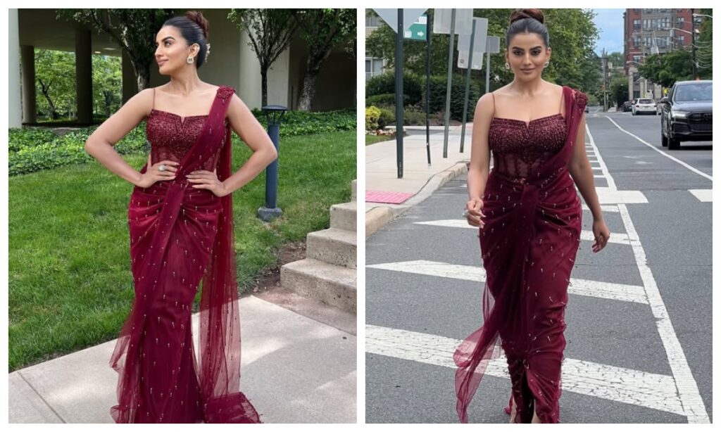 Akshara Singh in Pre Draped Saree