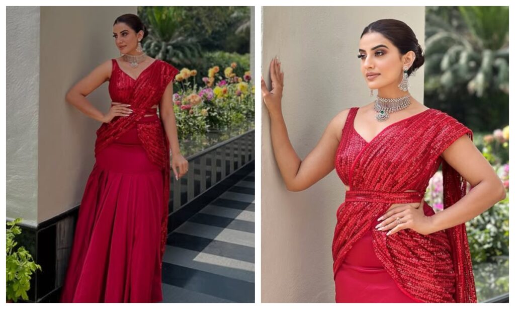 Akshara Singh in lehenga saree