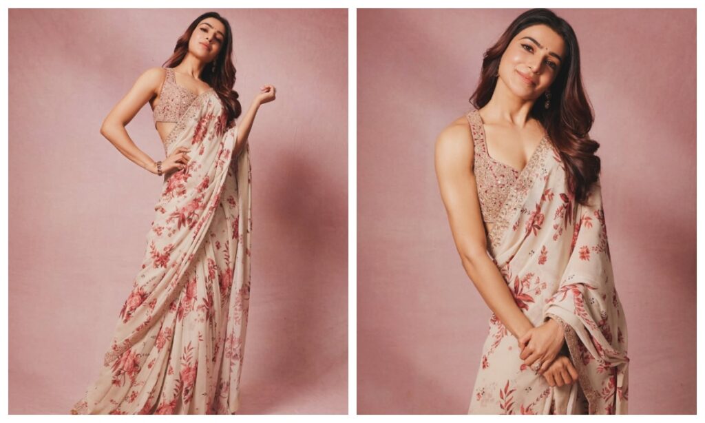 Floral print saree