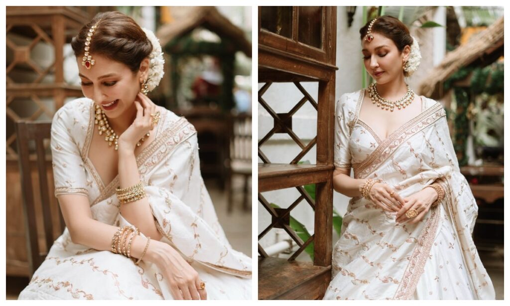 French braid hairstyle with lehenga