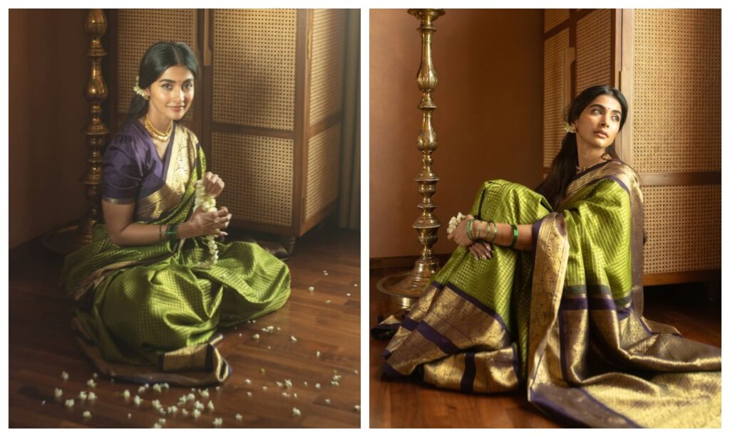 Pooja Hegde in Kanjivaram saree