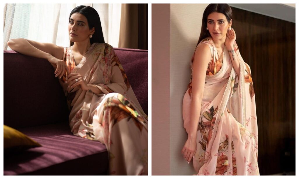 Karishma Tanna in pastel color saree
