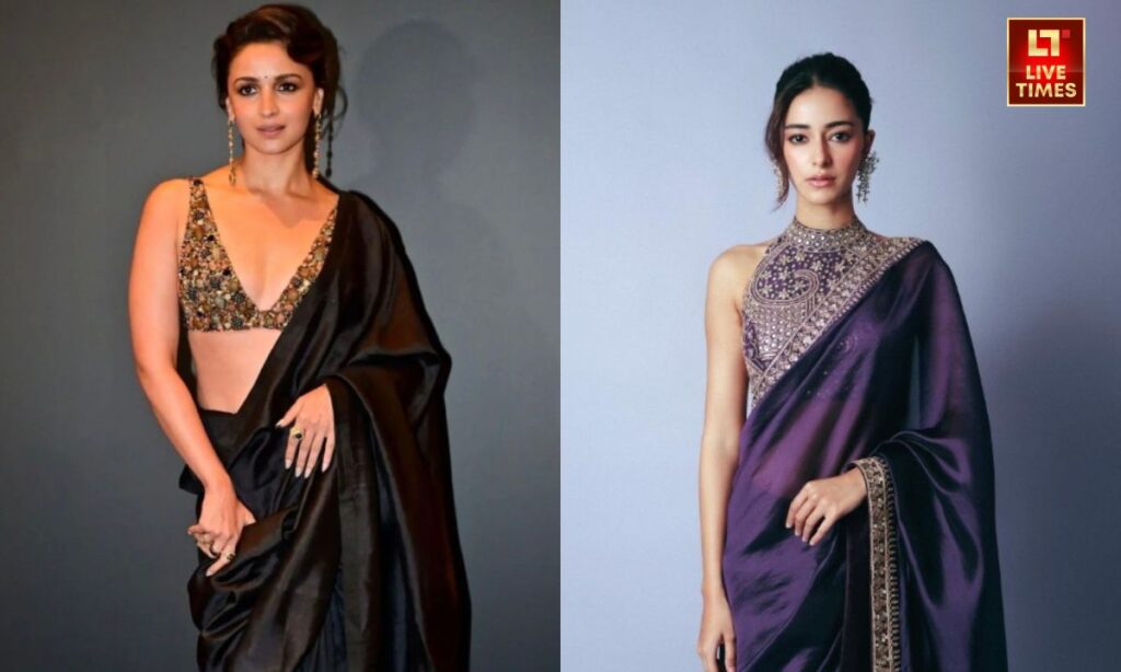 Halter neck blouse with saree