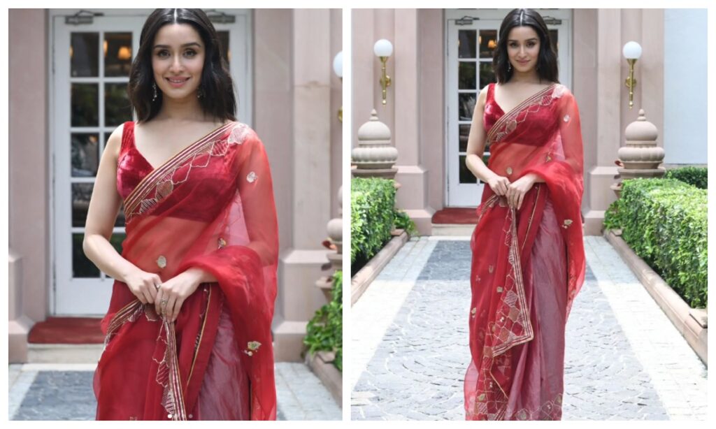 Bollywood Actress Shraddha Kapoor in tissue saree