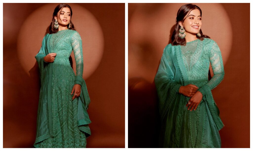 Rashmika Mandanna in green suit