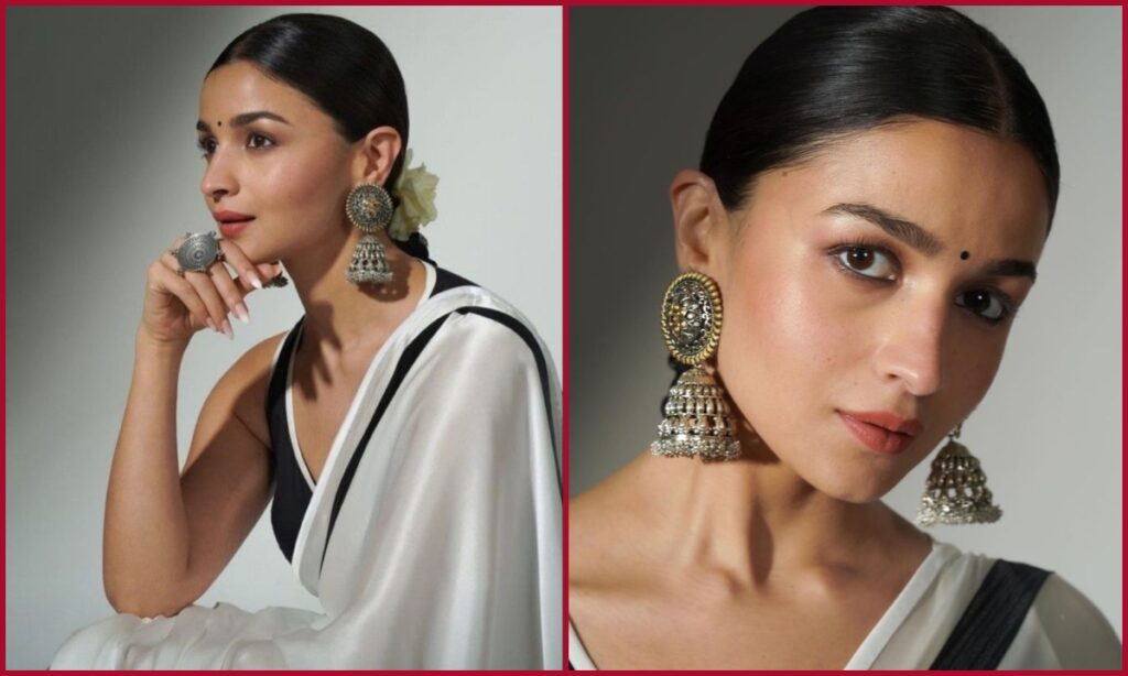 Alia Bhatt dazzles in lightweight saree paired with oxidised jhumkas
