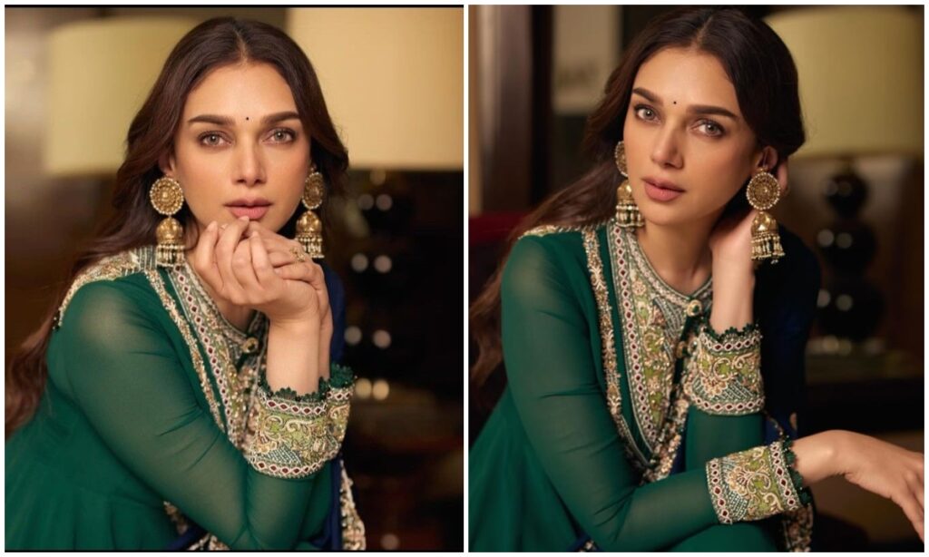 Pairing gold and pearl jewelry with a green kurta