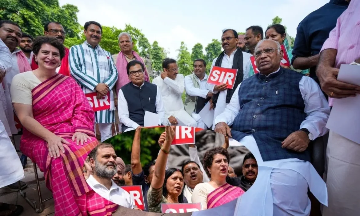 Opposition MPs tear SIR posters bin symbolic rejection exercise