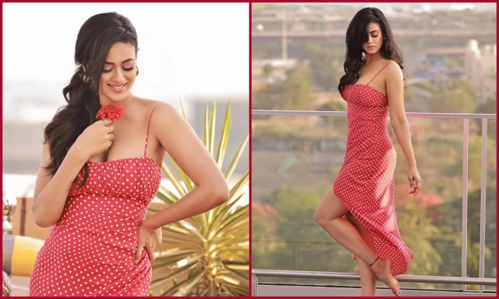 Shweta Tiwari in polka dot dress