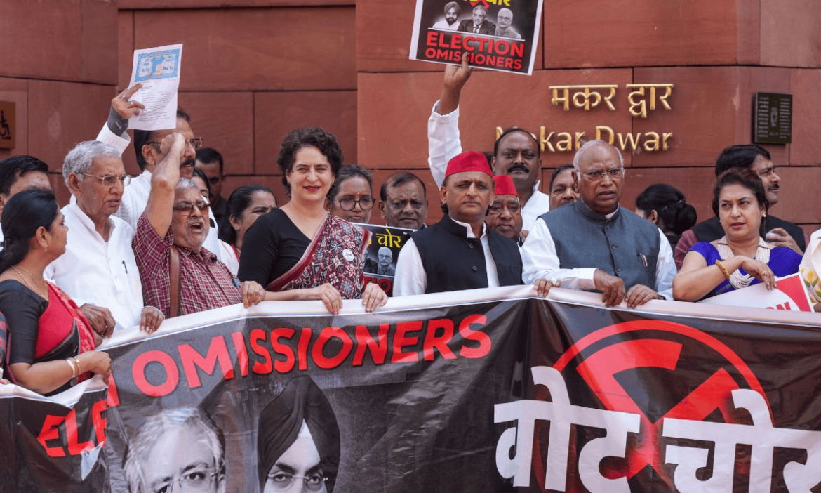 Opposition holds protest against SIR Parliament complex