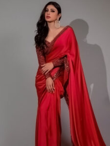Red Saree Matching Blouse