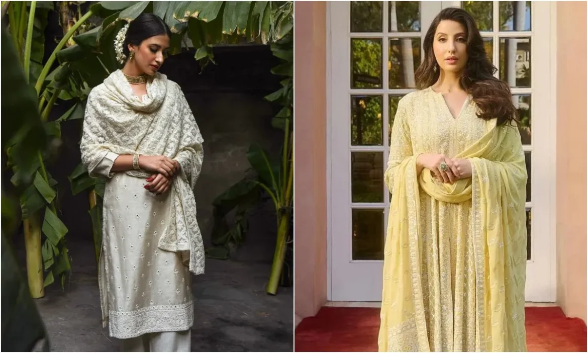 ट्रेंड में रहती है लखनऊ की चिकनकारी,दुपट्टे संग खूबसूरत कुर्ता सेट से आप भी बढ़ाएं त्योहारों की रौनक