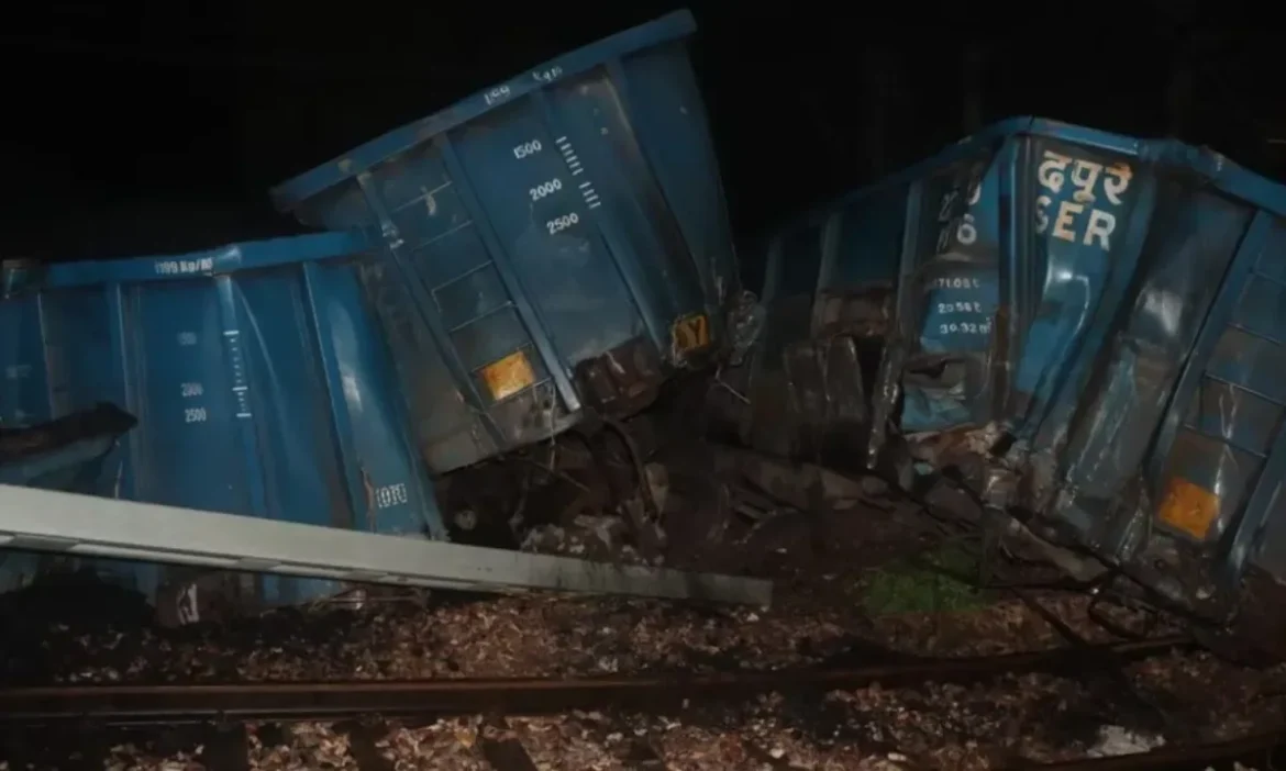 Goods train derailment