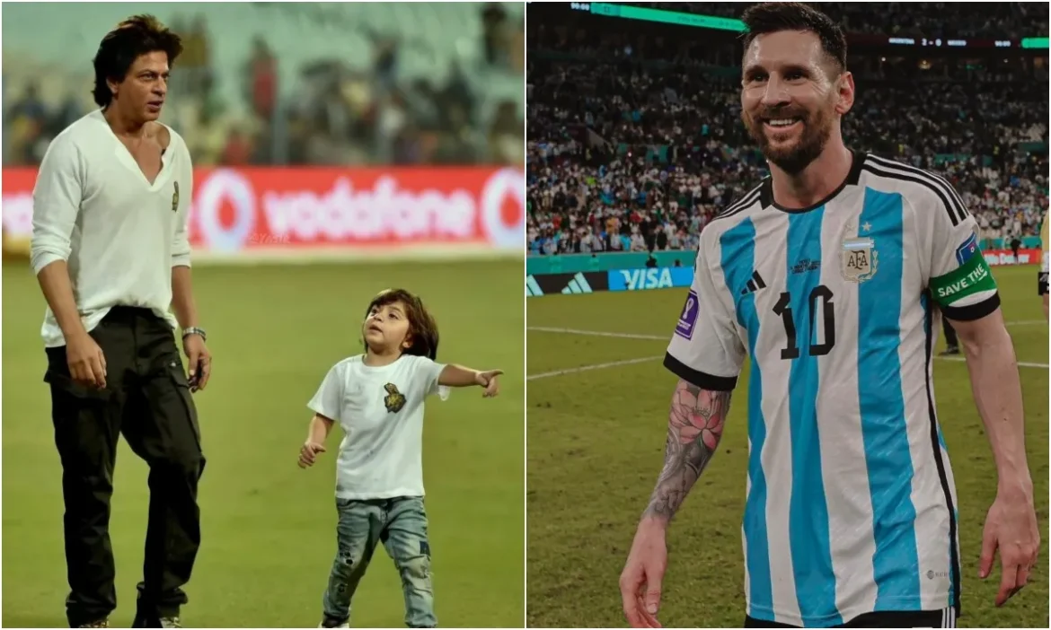 फुटबॉल के GOAT से मिलने पहुंचे बॉलीवुड के बादशाह, बेटे के साथ SRK ने ली कोलकाता में एंट्री